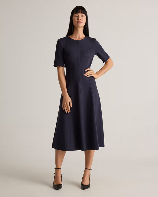 Ultra-Stretch Ponte Short Sleeve Midi Dress - US 8161