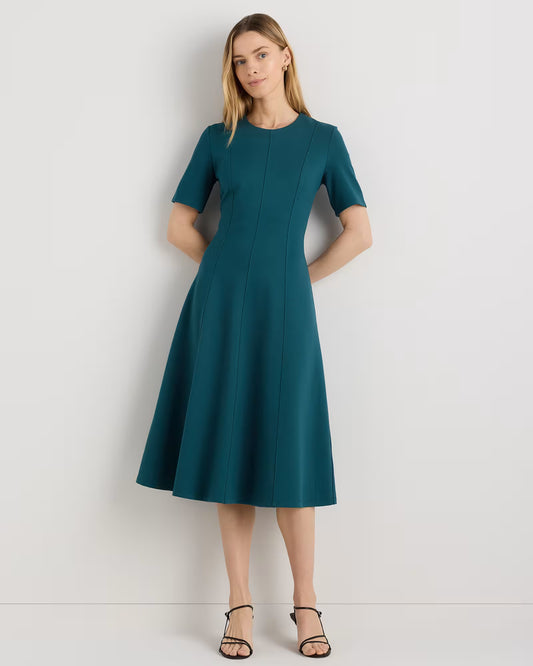 Ultra-Stretch Ponte Short Sleeve Midi Dress - US 8855