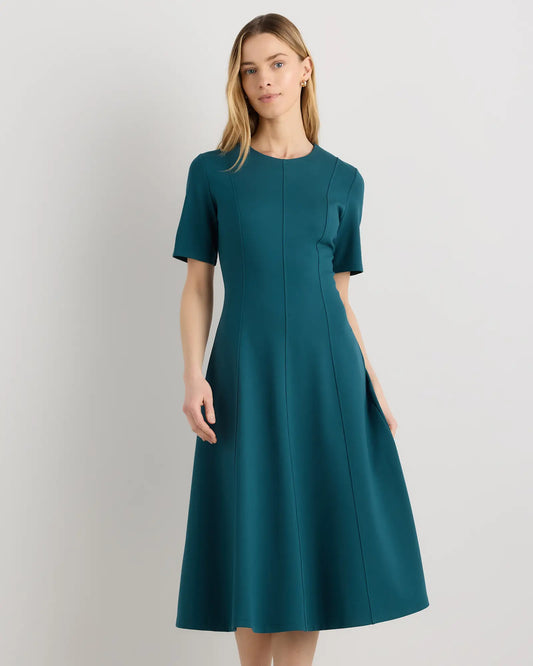 Ultra-Stretch Ponte Short Sleeve Midi Dress - US 8855