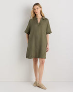 100% European Linen Popover Mini Dress - US 8441