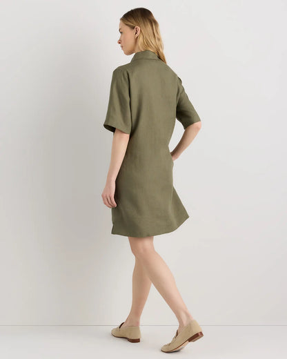 100% European Linen Popover Mini Dress - US 8441