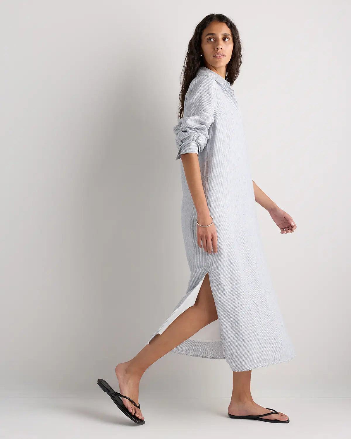 100% European Linen Popover Maxi Dress - US 1933