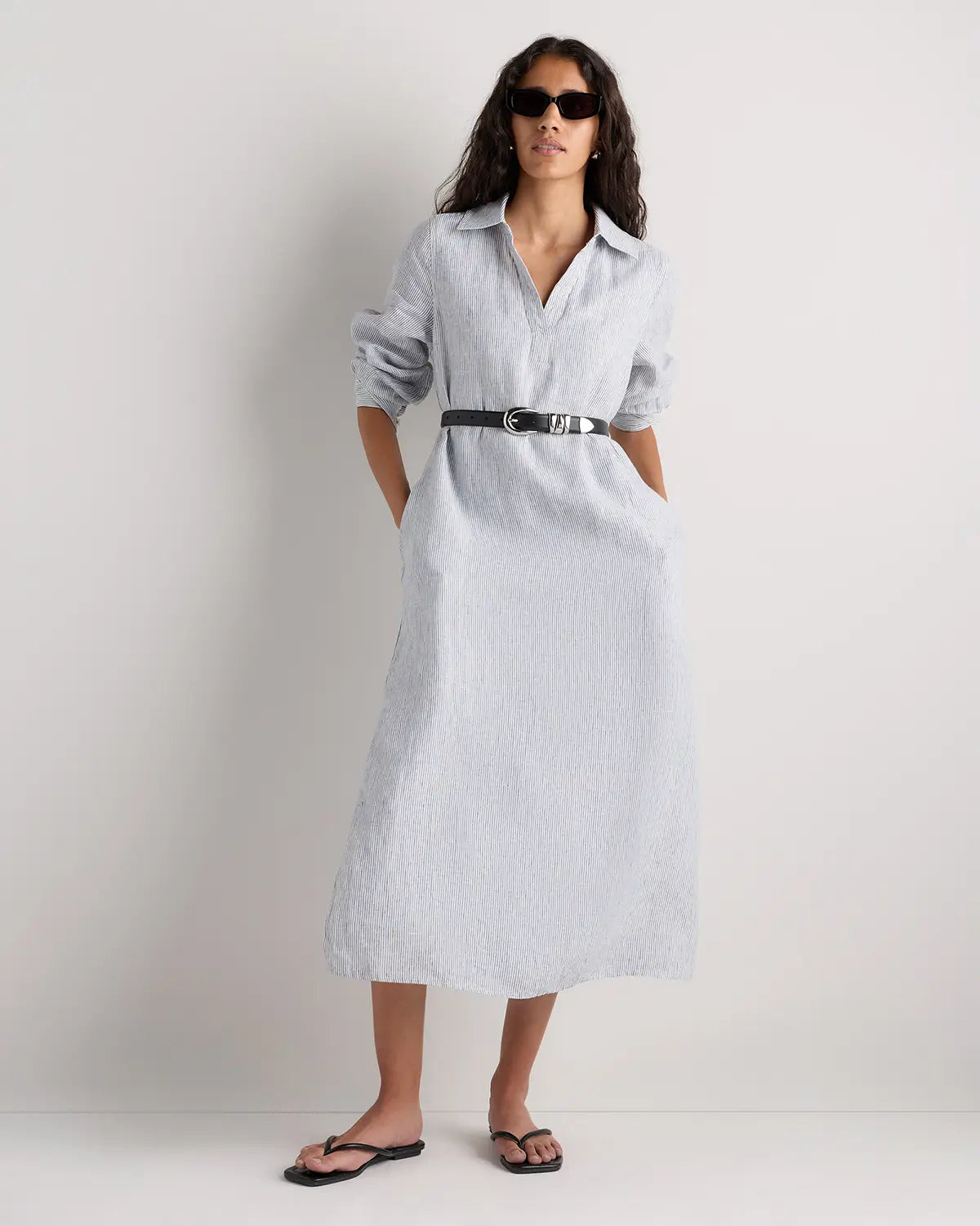100% European Linen Popover Maxi Dress - US 1933