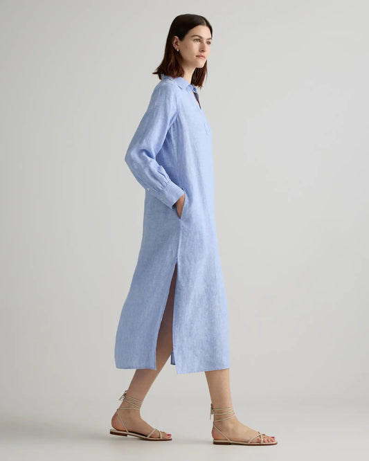 100% European Linen Popover Maxi Dress - US 5922