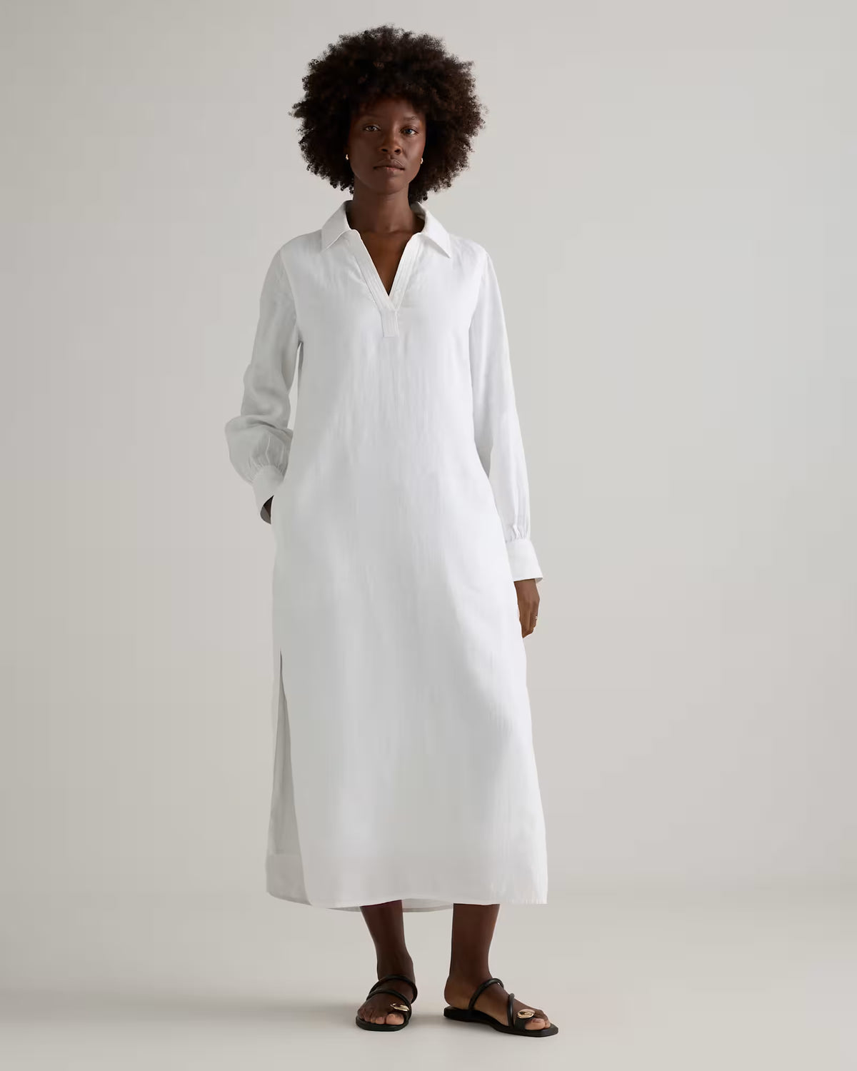 100% European Linen Popover Maxi Dress - US 2446