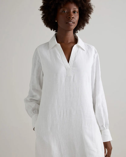 100% European Linen Popover Maxi Dress - US 2446