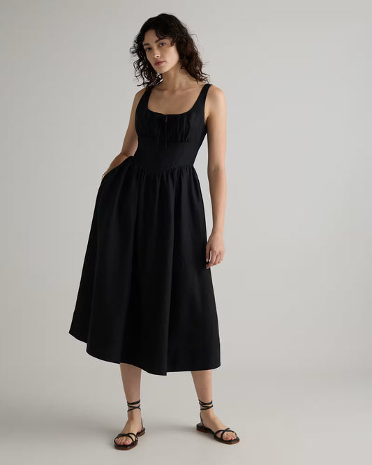 100% European Linen Corset Midi Dress - US 0897