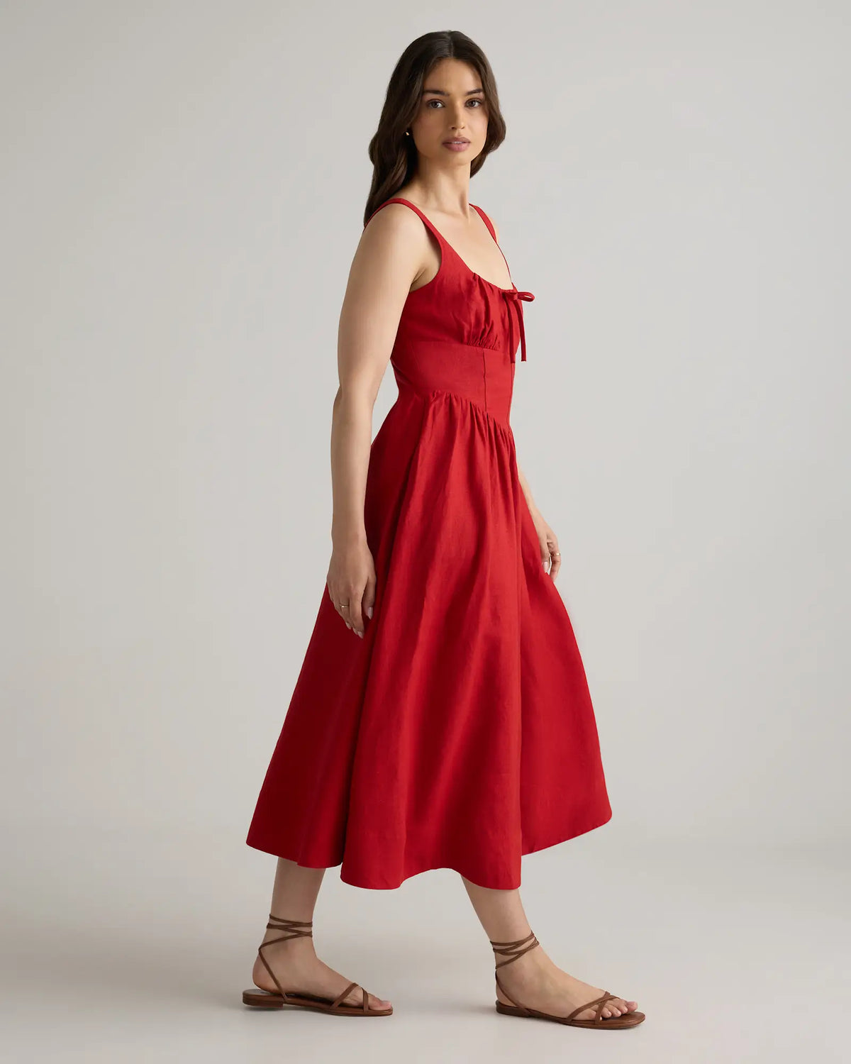 100% European Linen Corset Midi Dress - US 8379
