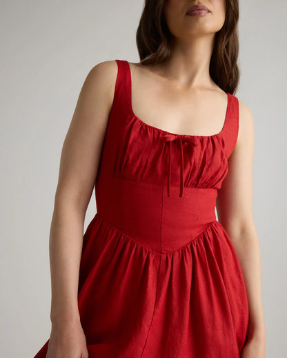 100% European Linen Corset Midi Dress - US 8379