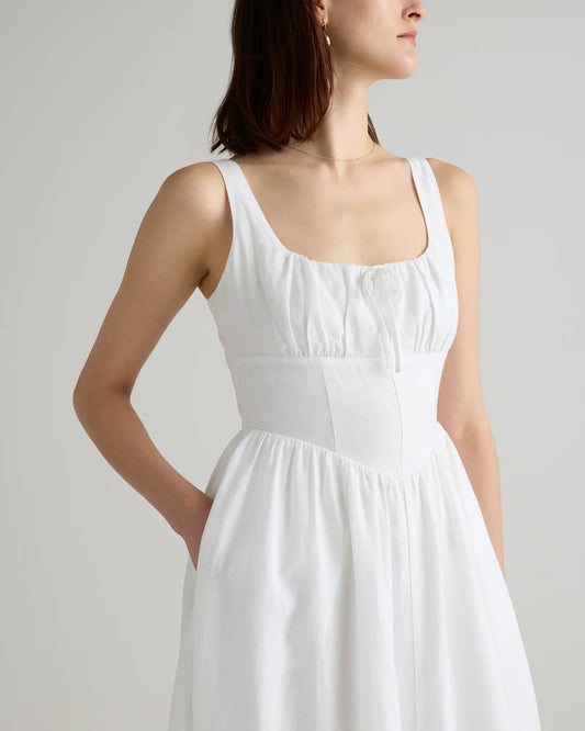 100% European Linen Corset Midi Dress - US 1699