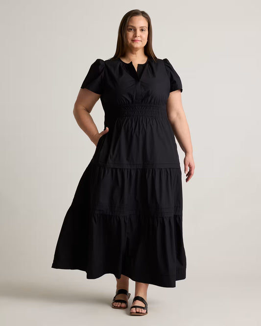 100% Organic Cotton Poplin Tiered Maxi Dress - US 3728