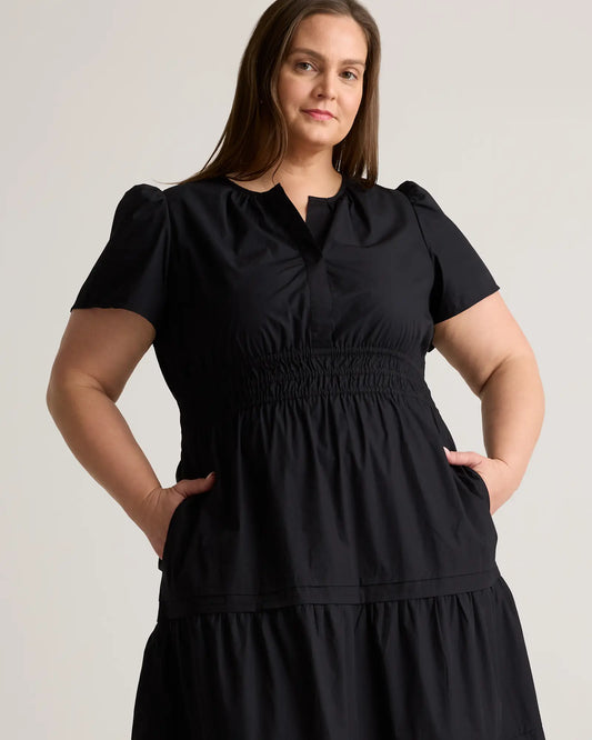 100% Organic Cotton Poplin Tiered Maxi Dress - US 3728