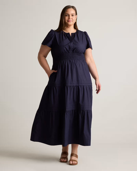 100% Organic Cotton Poplin Tiered Maxi Dress - US 5521