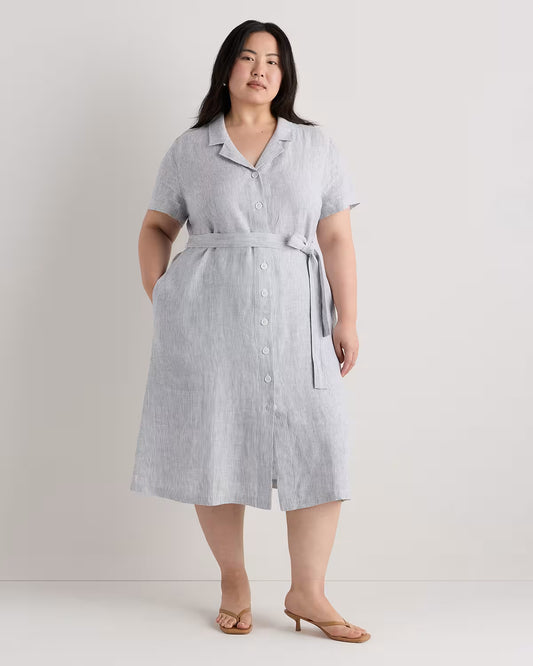 100% European Linen Button Front Dress - US 4161