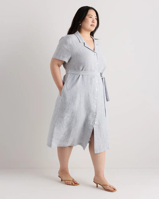 100% European Linen Button Front Dress - US 4161