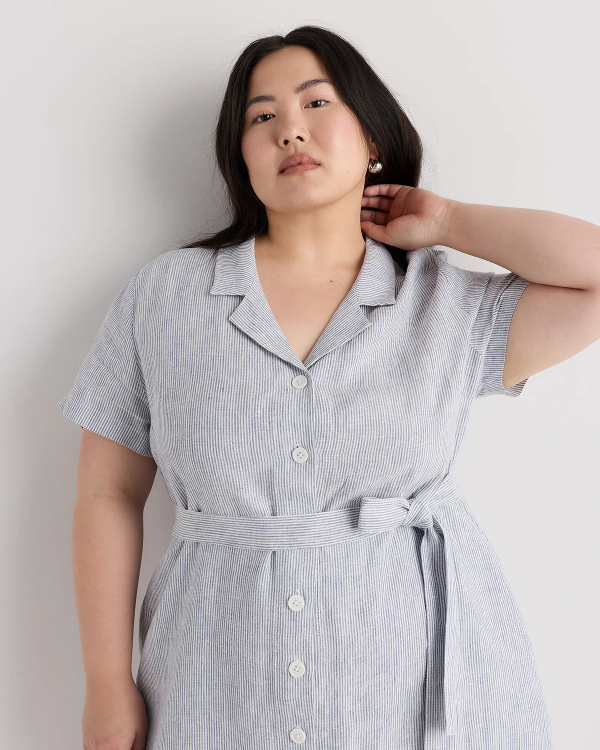 100% European Linen Button Front Dress - US 4161