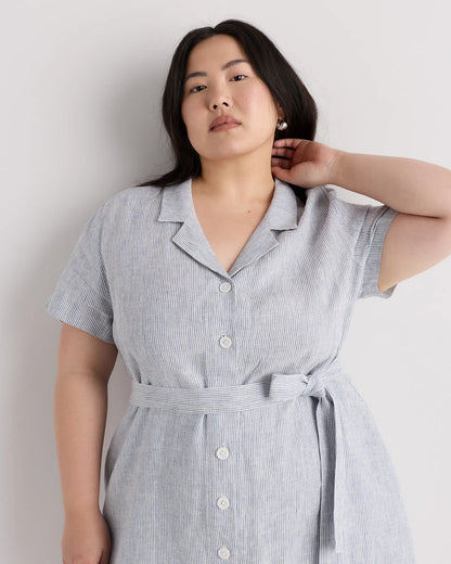 100% European Linen Button Front Dress - US 4161