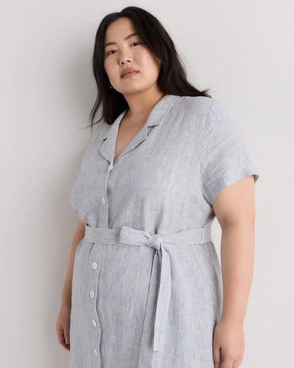 100% European Linen Button Front Dress - US 4161