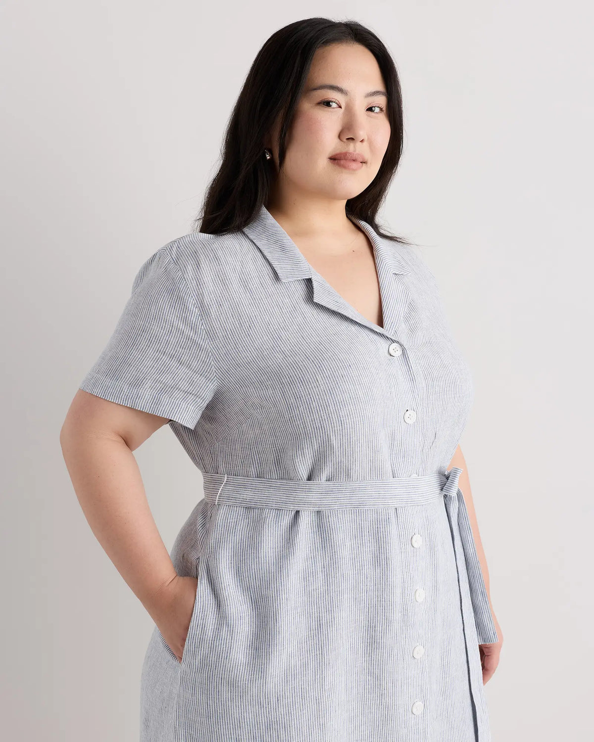 100% European Linen Button Front Dress - US 4161
