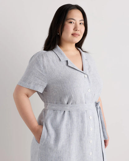 100% European Linen Button Front Dress - US 4161