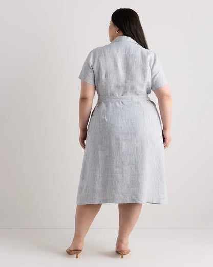 100% European Linen Button Front Dress - US 4161