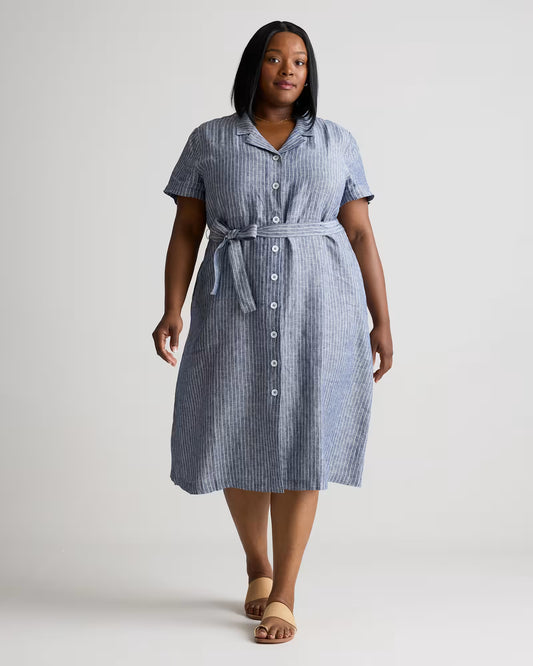 100% European Linen Button Front Dress - US 5124