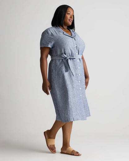 100% European Linen Button Front Dress - US 5124