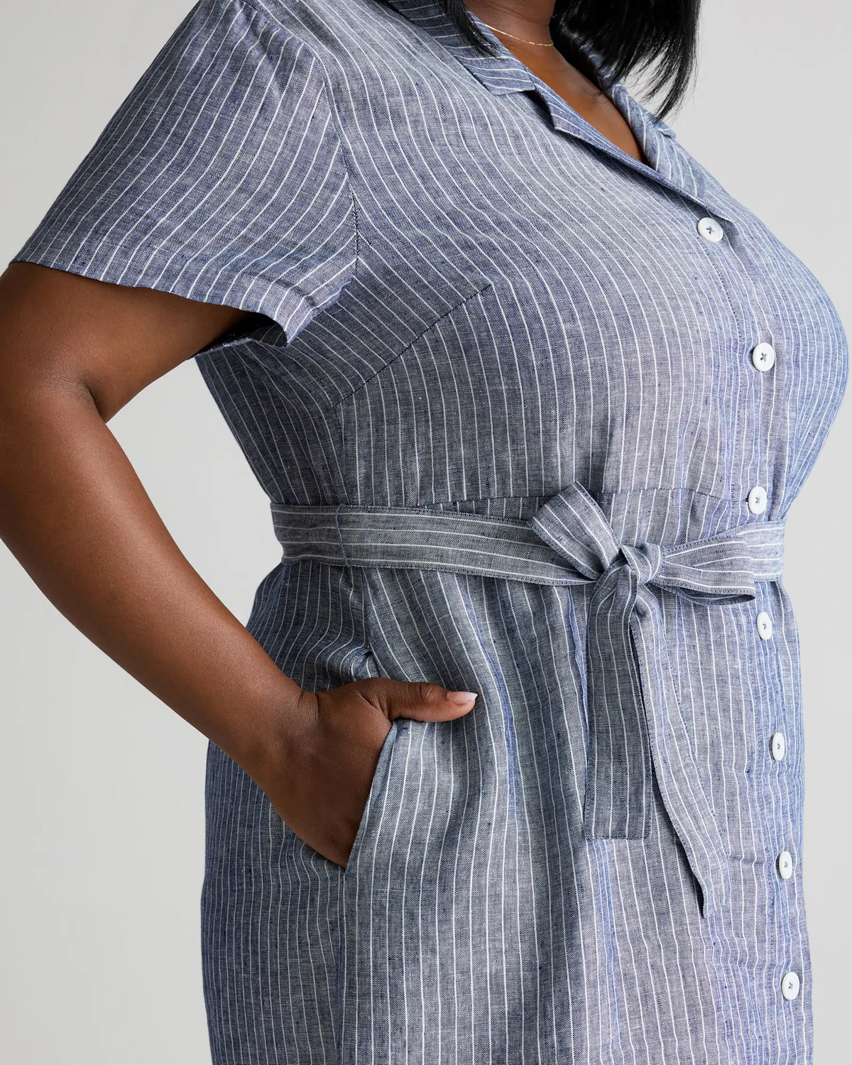 100% European Linen Button Front Dress - US 5124