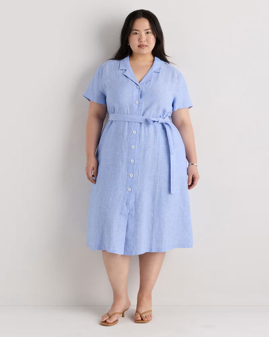 100% European Linen Button Front Dress - US 4726