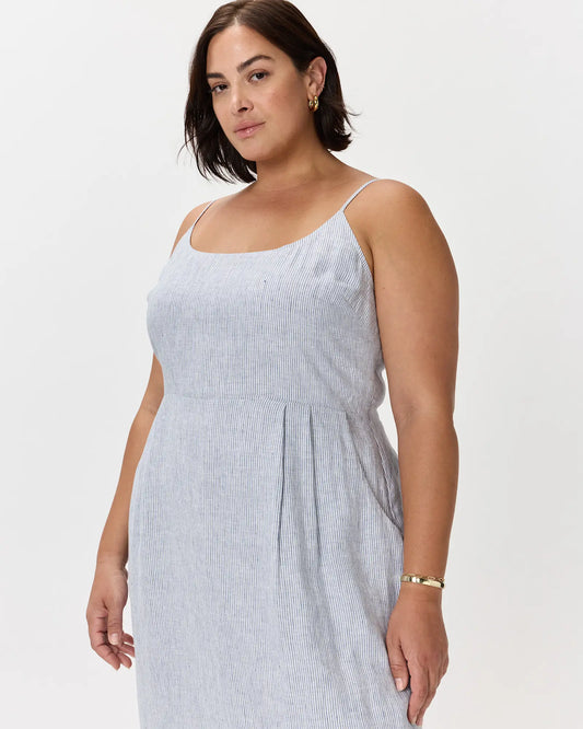 100% European Linen Scoop Neck Midi Dress - US 9170