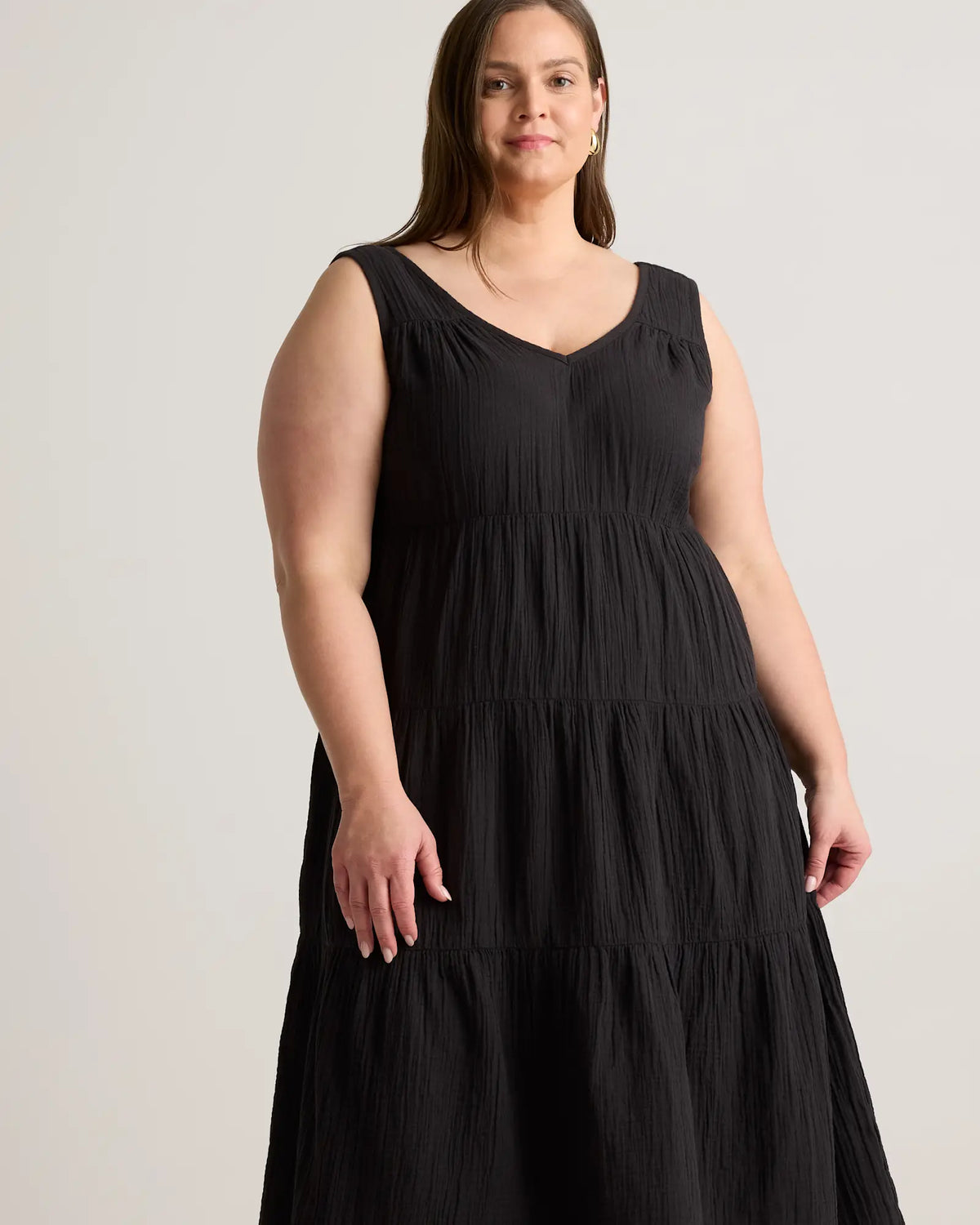 100% Organic Cotton Gauze Tiered Maxi Dress - US 2132