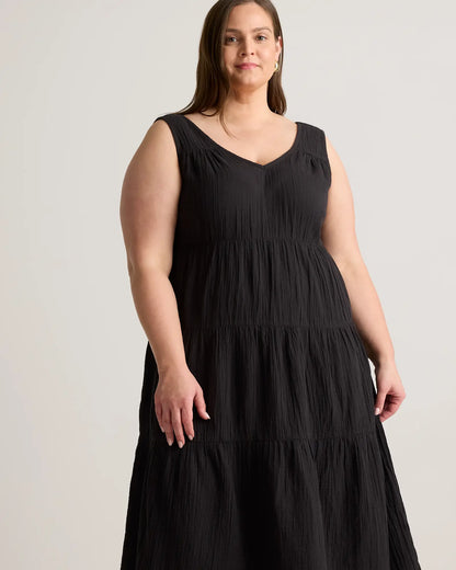 100% Organic Cotton Gauze Tiered Maxi Dress - US 2132