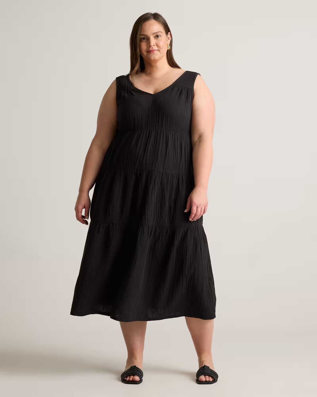 100% Organic Cotton Gauze Tiered Maxi Dress - US 2132