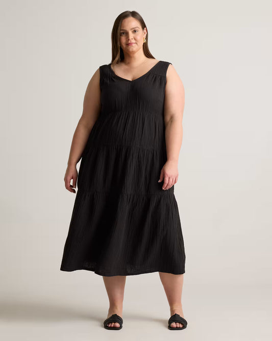 100% Organic Cotton Gauze Tiered Maxi Dress - US 2132