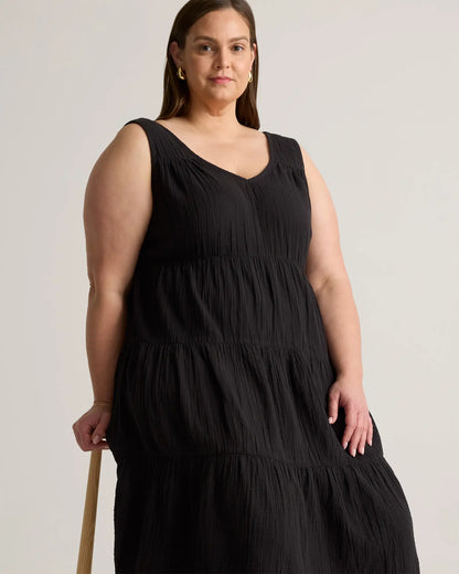 100% Organic Cotton Gauze Tiered Maxi Dress - US 2132