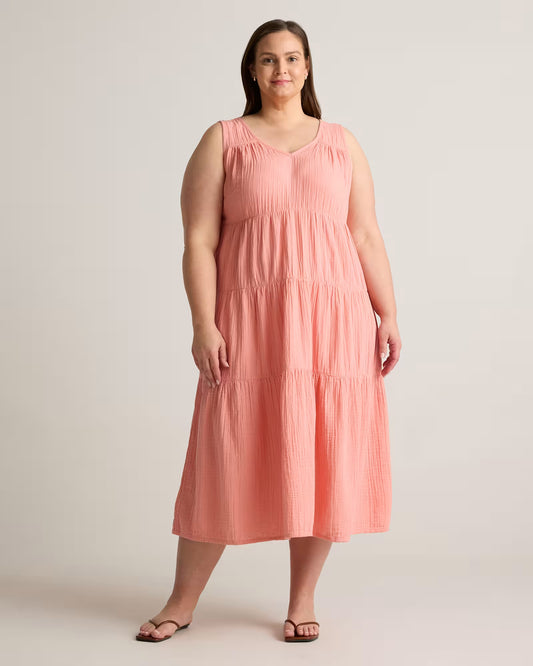 100% Organic Cotton Gauze Tiered Maxi Dress - US 9793