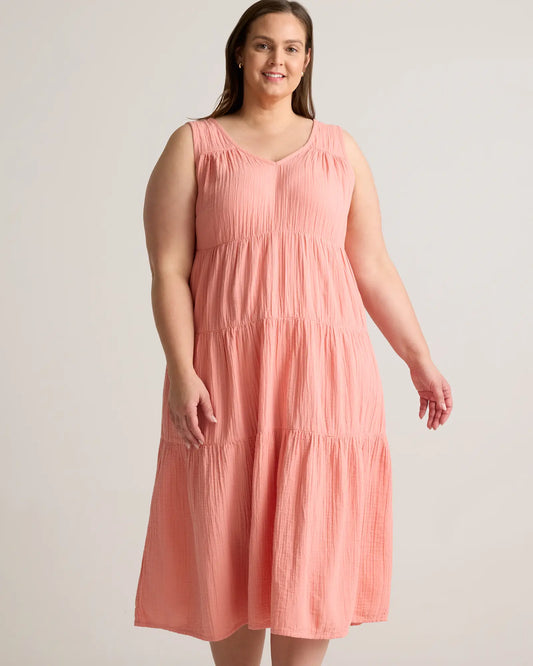 100% Organic Cotton Gauze Tiered Maxi Dress - US 9793