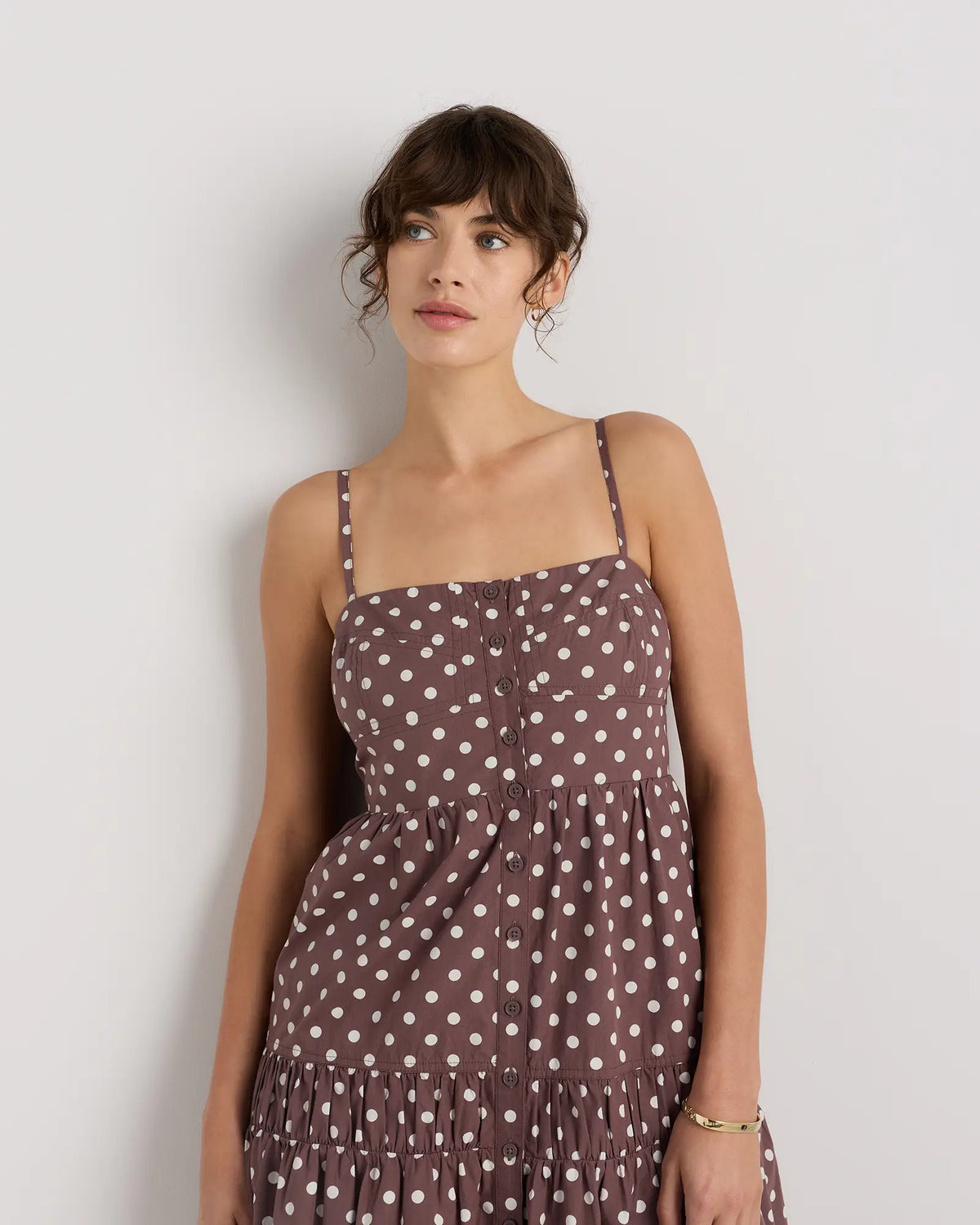 100% Organic Cotton Poplin Spaghetti Strap Maxi Dress - US 8057