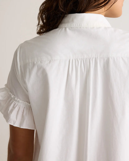 100% Organic Cotton Poplin Short Sleeve Ruffle Shirt Dress - US 0289