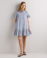 100% Organic Cotton Poplin Short Sleeve Ruffle Shirt Dress - US 7050