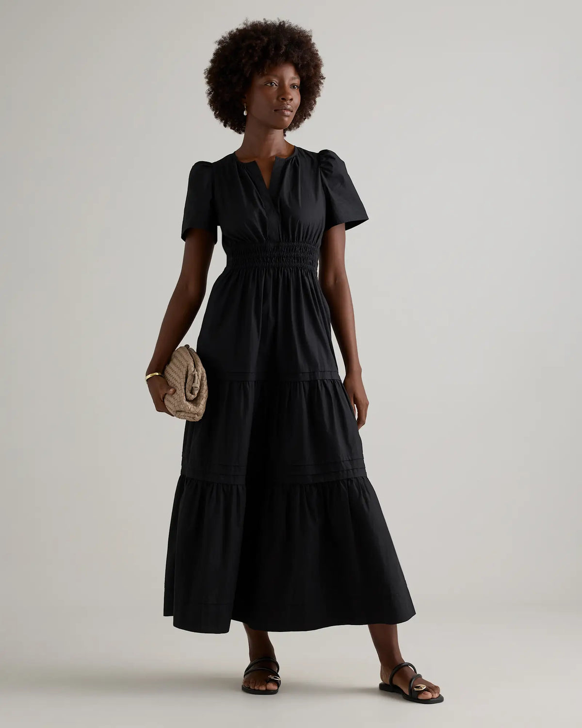 100% Organic Cotton Poplin Tiered Maxi Dress - US 2240