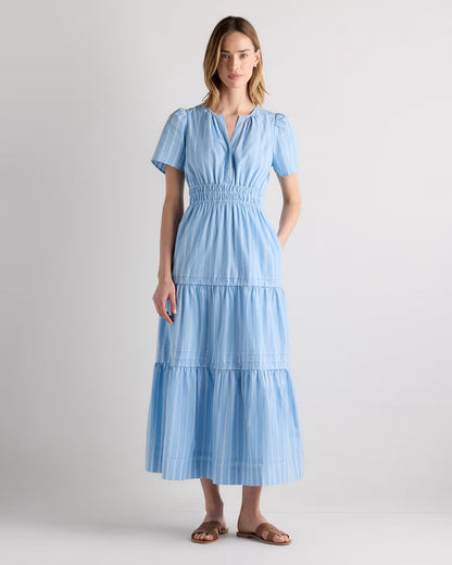 100% Organic Cotton Poplin Tiered Maxi Dress - US 4124