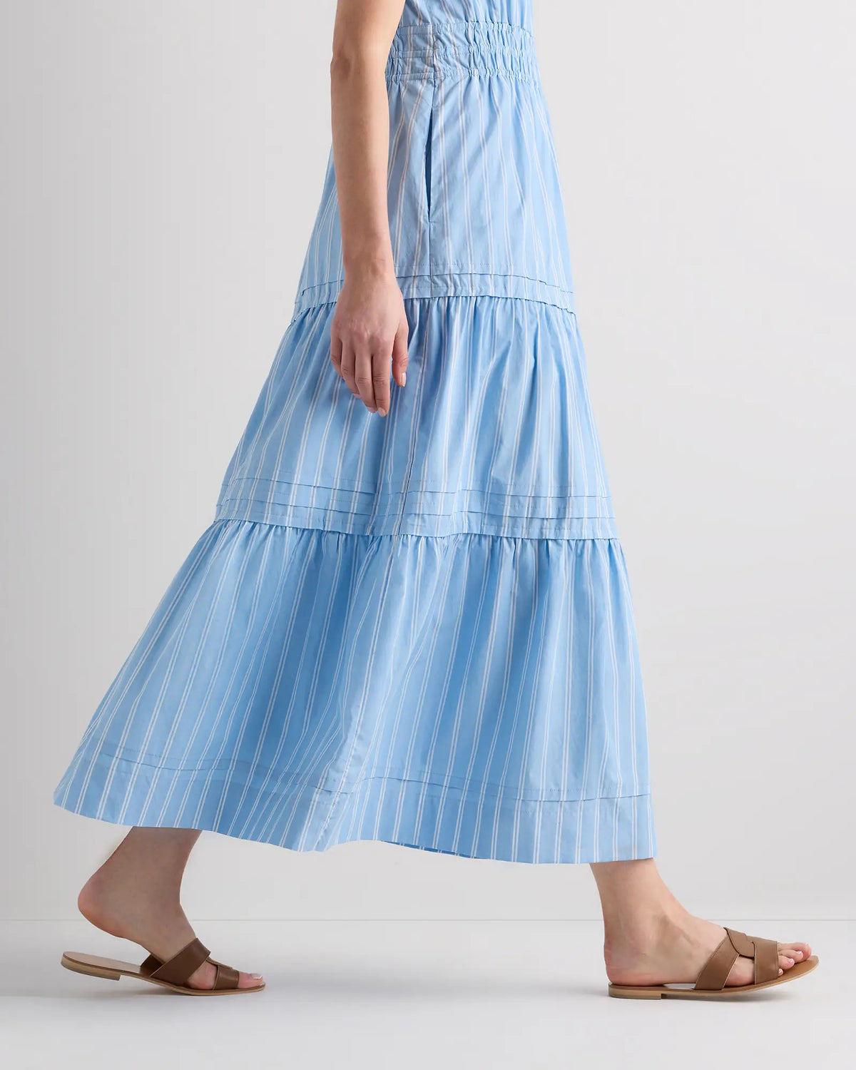 100% Organic Cotton Poplin Tiered Maxi Dress - US 4124