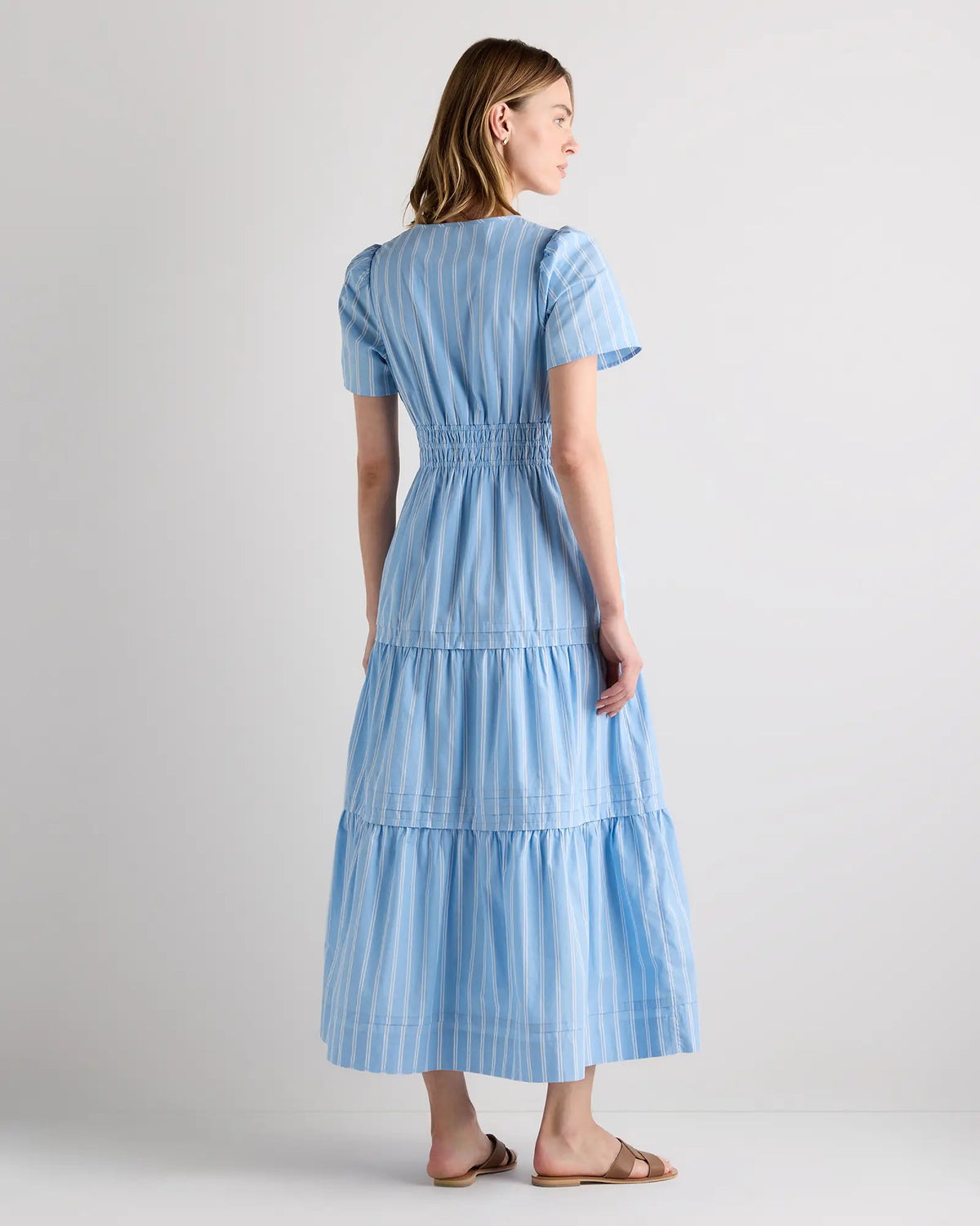 100% Organic Cotton Poplin Tiered Maxi Dress - US 4124