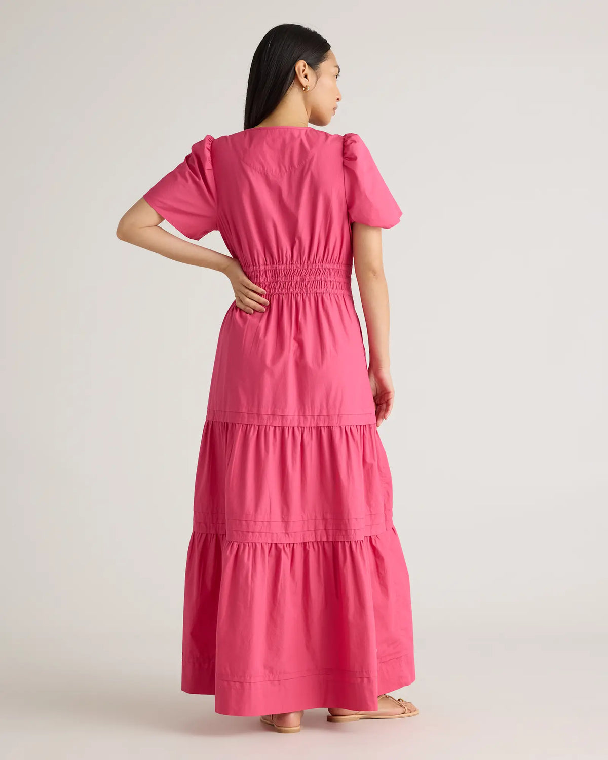 100% Organic Cotton Poplin Tiered Maxi Dress - US 8261