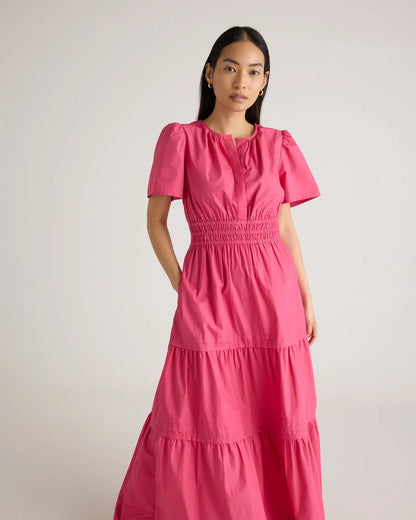 100% Organic Cotton Poplin Tiered Maxi Dress - US 8261