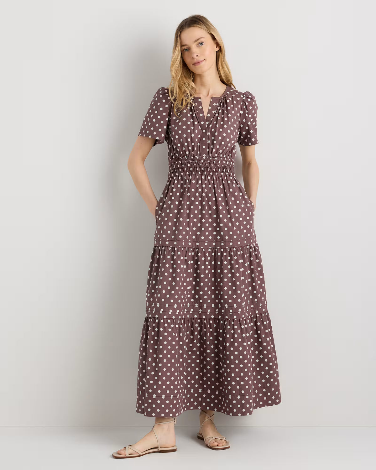 100% Organic Cotton Poplin Tiered Maxi Dress - US 9979