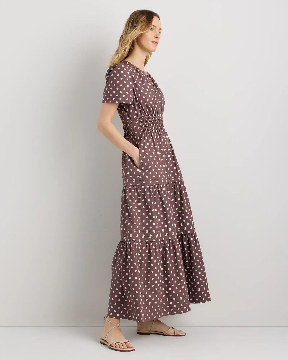 100% Organic Cotton Poplin Tiered Maxi Dress - US 9979