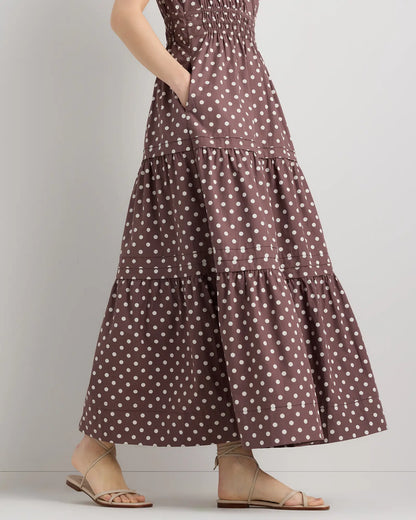 100% Organic Cotton Poplin Tiered Maxi Dress - US 9979