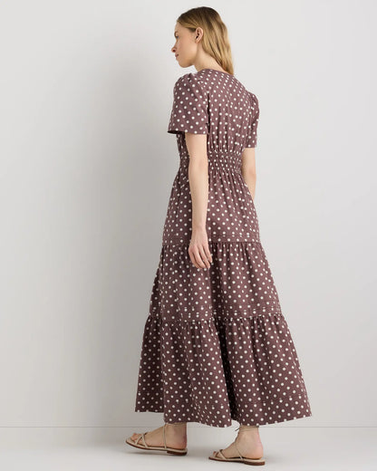 100% Organic Cotton Poplin Tiered Maxi Dress - US 9979